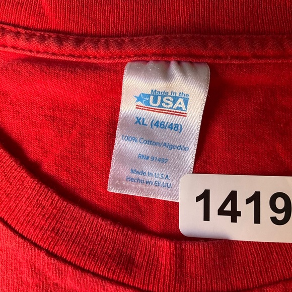 Made In The USA Men’s Short T-shirt size XL (46-48), Red, American Flag - Picture 6 of 7